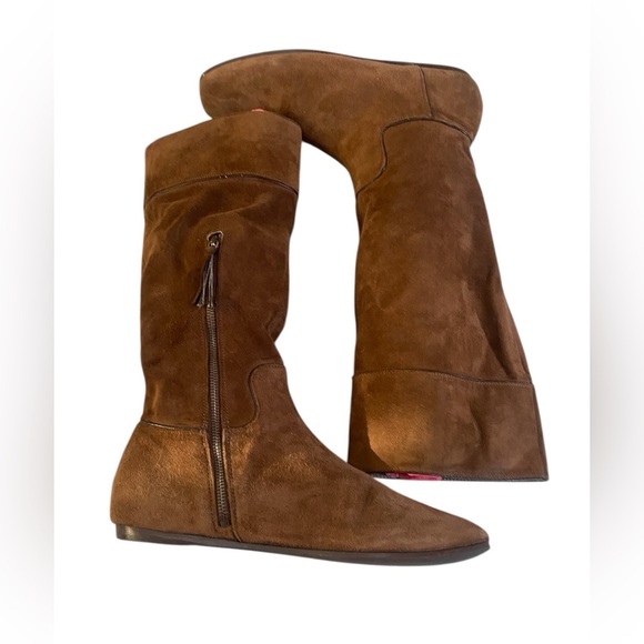 Made In Italy brown suede knee high boots Sz 40 - Picture 6 of 11